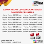Canon PG-740, CL-741 Ink Cartridges Compatible Printers