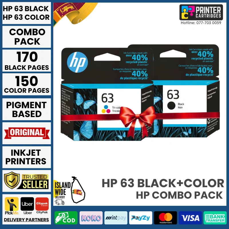 HP-63-Combo-PrinterCartridges-lk HP 63 Black, Tri-color Original Ink Cartridge Combo Pack