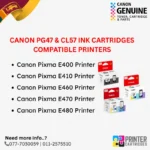 Canon PG47, CL57 Ink Cartridge Compatible Printers