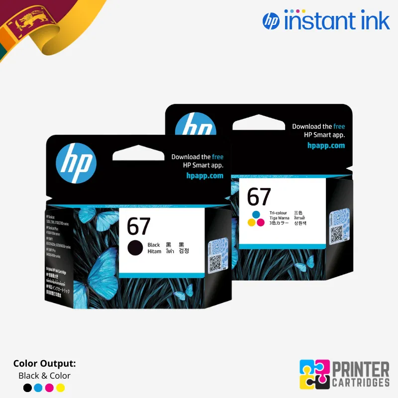 HP 67 Black, Tri-color Genuine Ink Cartridge (3YM56AN, 3YM55AN)