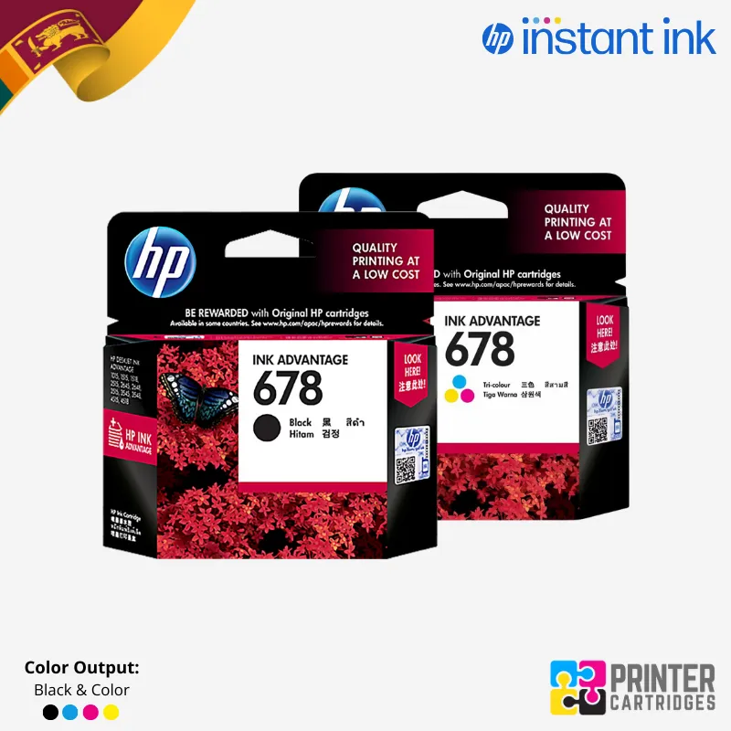 HP 678 Black, Tri-color Genuine Ink Cartridge (CZ107AA, CZ108AA)
