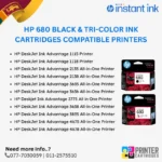 HP 680 Ink Cartridge Compatible Printers