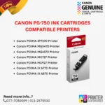 Canon PGI-750 PGBK Black Ink Cartridge Compatible Printers