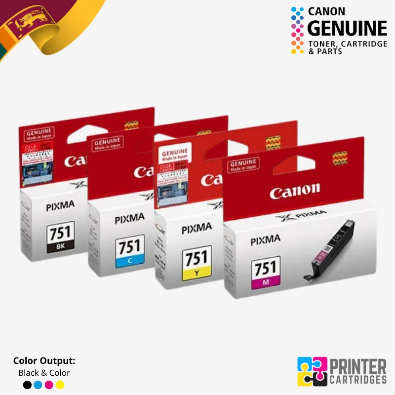 Canon CLI-751 Black, Cyan, Magenta, Yellow Ink Cartridges