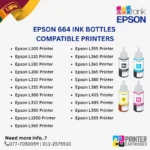 Epson T664 Ink Bottles Compatible Printers