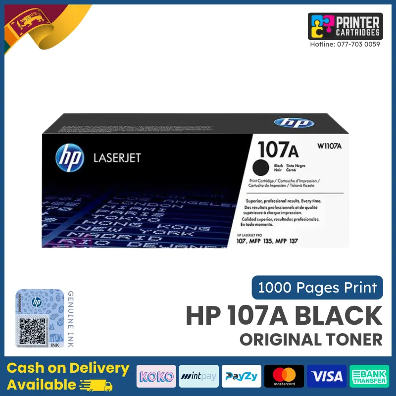 HP 107A Black Original Laser Toner (W1107A)