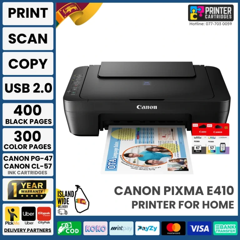 Canon PIXMA E410 All-in-One Color Cartridge Printer for Home