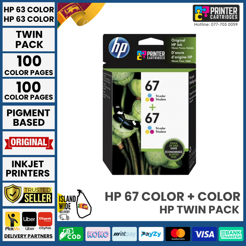 HP-67-Tricolor-2-Pack-Printer-Cartridges-lk HP 67 Tri Color Original Ink Cartridges Twin Pack (3YM55AT)