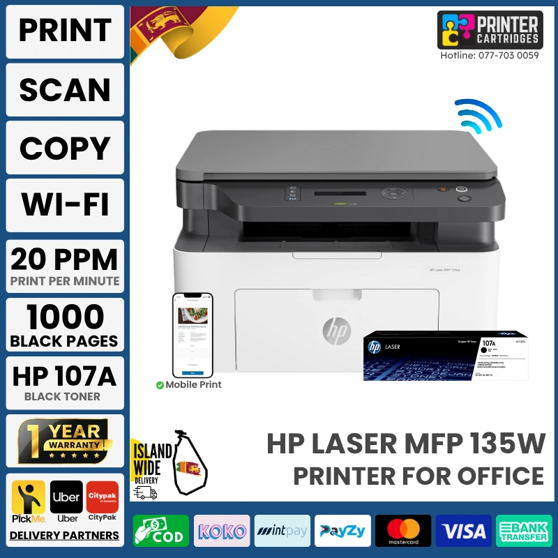 HP Laser MFP 135w Wireless All-in-One Printer (4ZB83A)