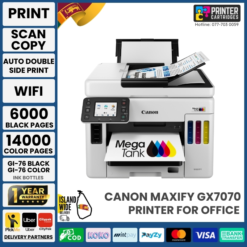 Canon MAXIFY GX7070 4-in-1 Wireless Ink Tank Printer