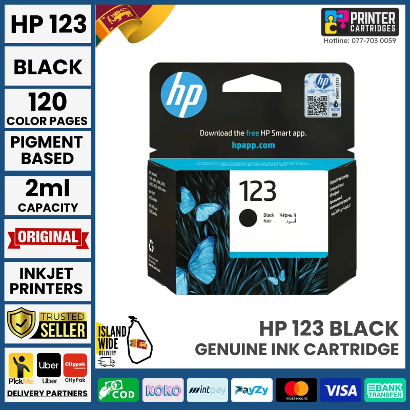 HP 123 Black Original Ink Cartridge (F6V17AE)