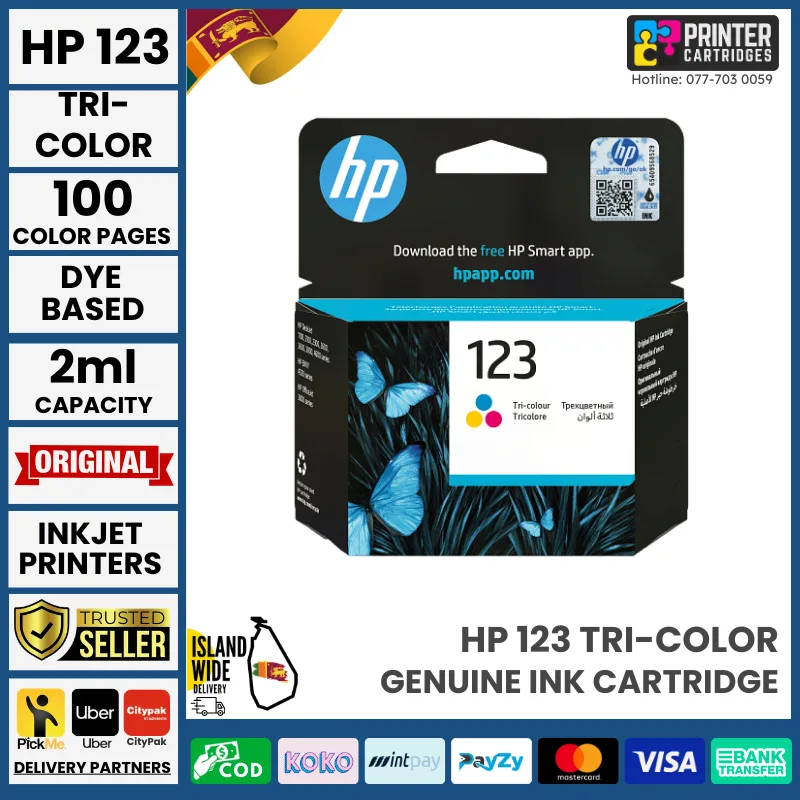 HP 123 Tri-color Original Ink Cartridge (F6V16AE)