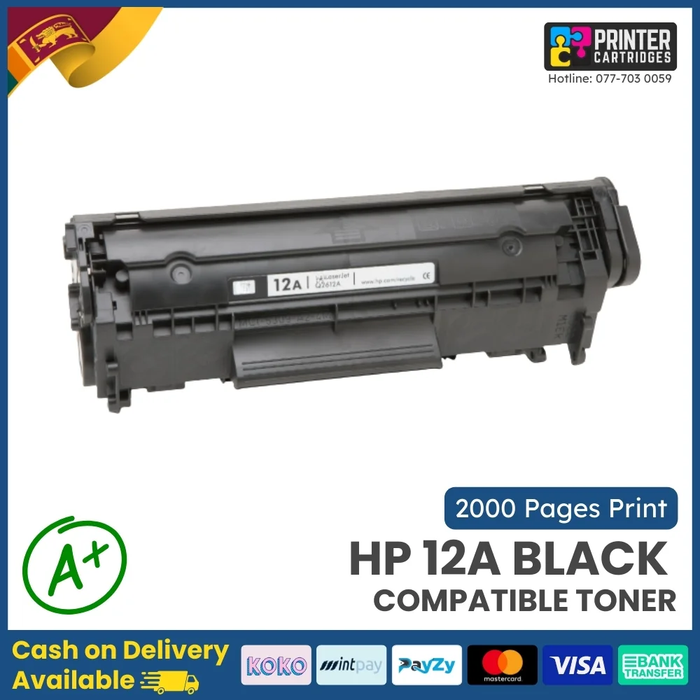 HP-12A-Black-Compatible-Toner-Printercaridges.lk HP 12A Black Compatible LaserJet Toner Cartridge