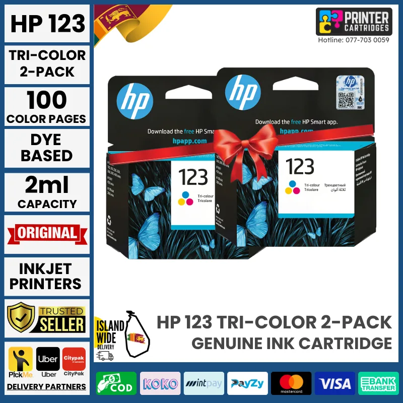 HP 123 2-Pack Tri-color Original Ink Cartridge (F6V16AEC)