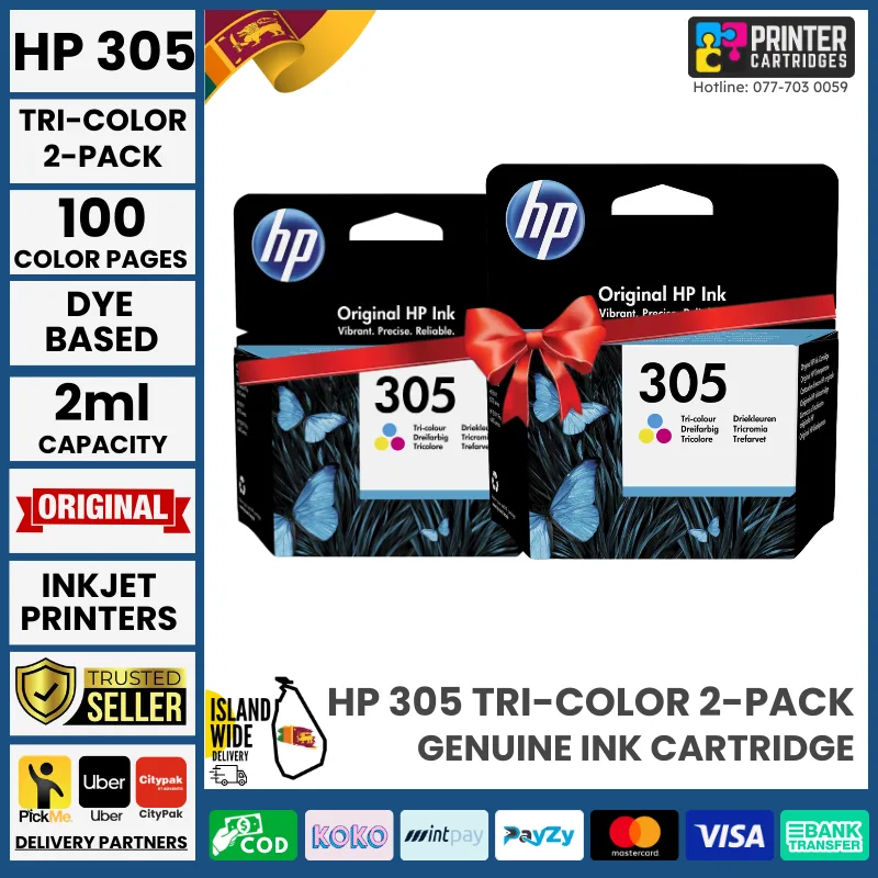 HP 305 2-Pack Tri-color Original Ink Cartridge