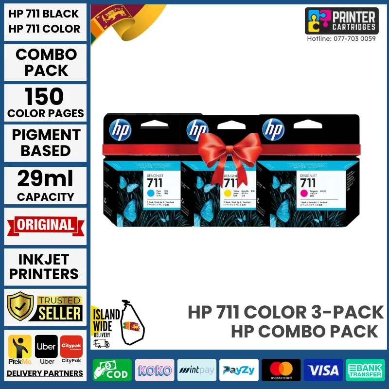 HP 711 3-pack Cyan/Magenta/Yellow Original Ink Cartridges