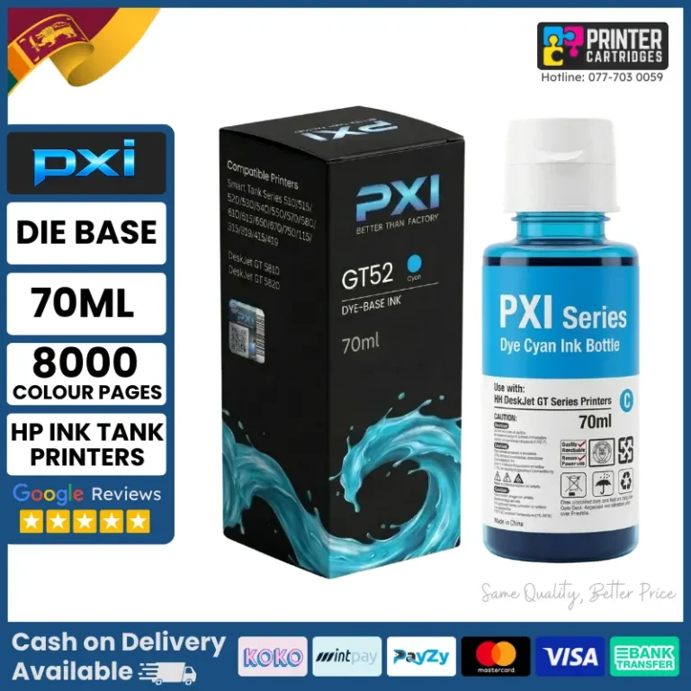 PXI GT52 Cyan Ink Bottle for HP GT52 Ink Tank Printers (Die-Base Ink)