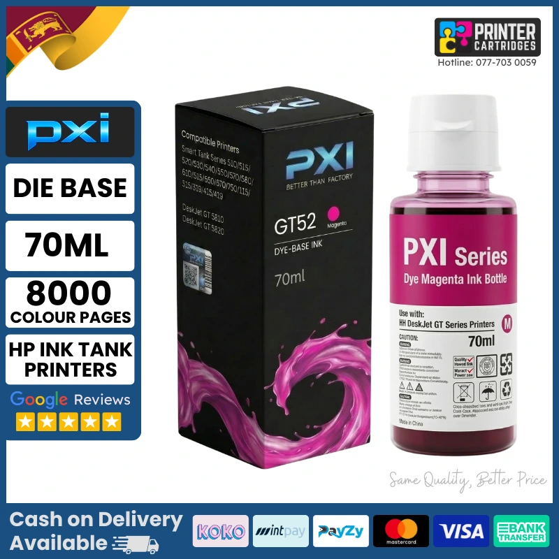 PXI GT52 Magenta Ink Bottle for HP GT52 Ink Tank Printers
