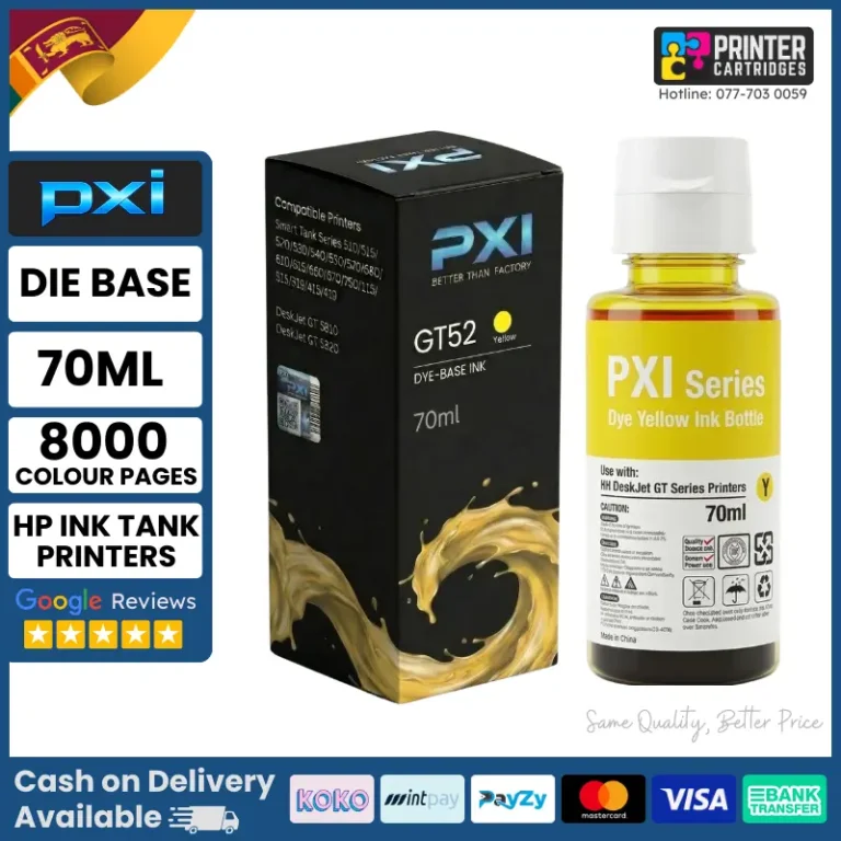 PXI GT52 Yellow Ink Bottle for HP GT52 Ink Tank Printers