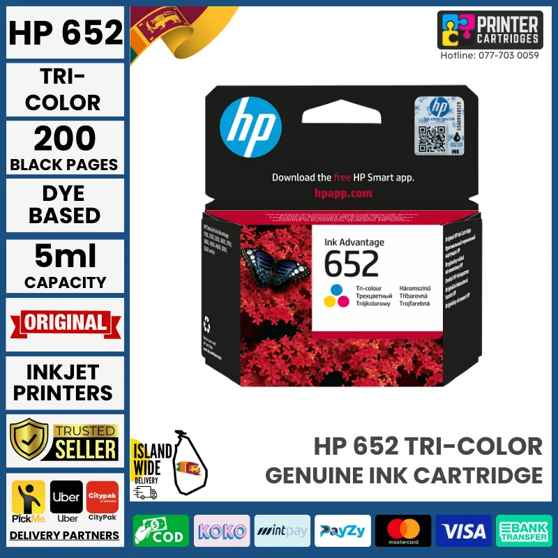HP 652 Tri-color Original Ink Advantage Cartridge