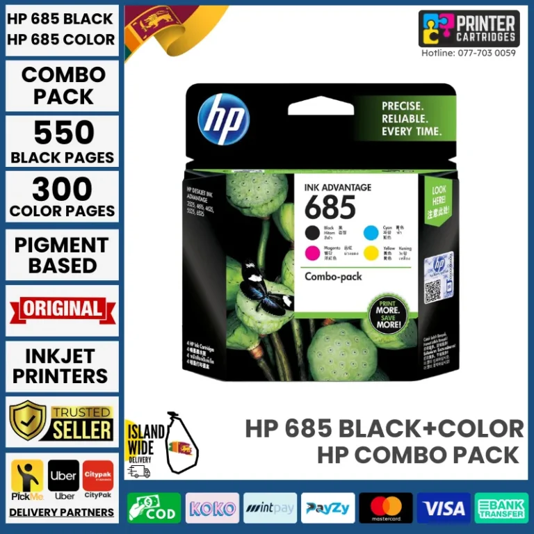 HP 685 Black/Cyan/Magenta/Yellow 4-pack Original Ink Cartridges