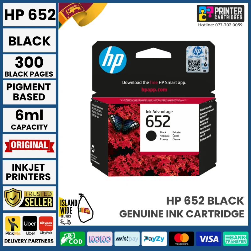 HP 652 Black Original Ink Advantage Cartridge
