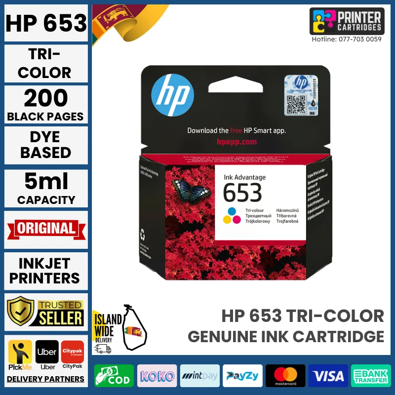 HP 653 Tri-color Original Ink Advantage Cartridge