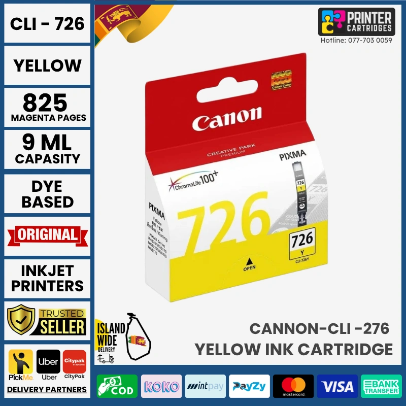 Canon-CLI-726-Yellow-Original-Ink-Printercartridges.lk (1) Canon CLI-726 Original Ink Cartridge (Yellow)