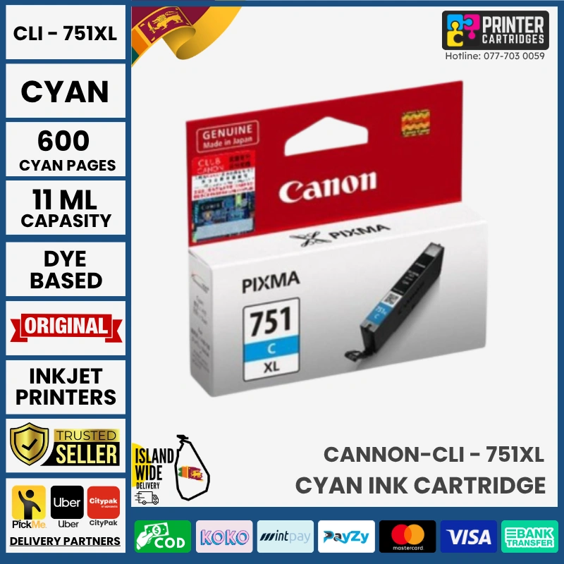 Canon-CLI-751XL-Cyan-Original-Ink-Cartridge-Printercartridges-lk Canon CLI-751XL Original Ink Cartridge (Cyan)