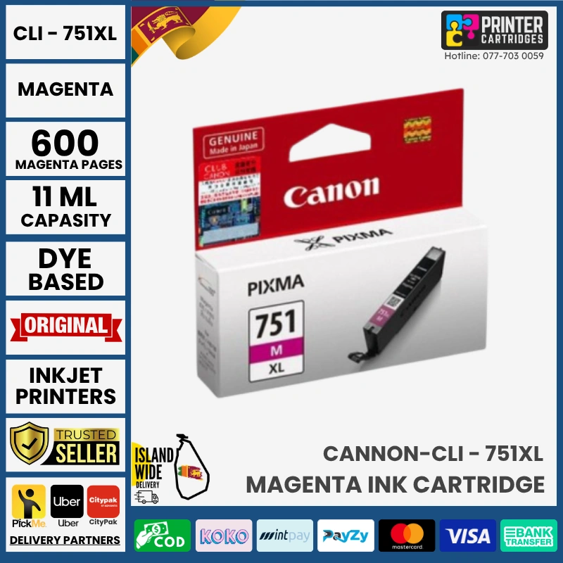 Canon-CLI-751XL-Magenta-Original-Ink-Printercartridges-lk Canon CLI-751XL Original Ink Cartridge (Magenta)
