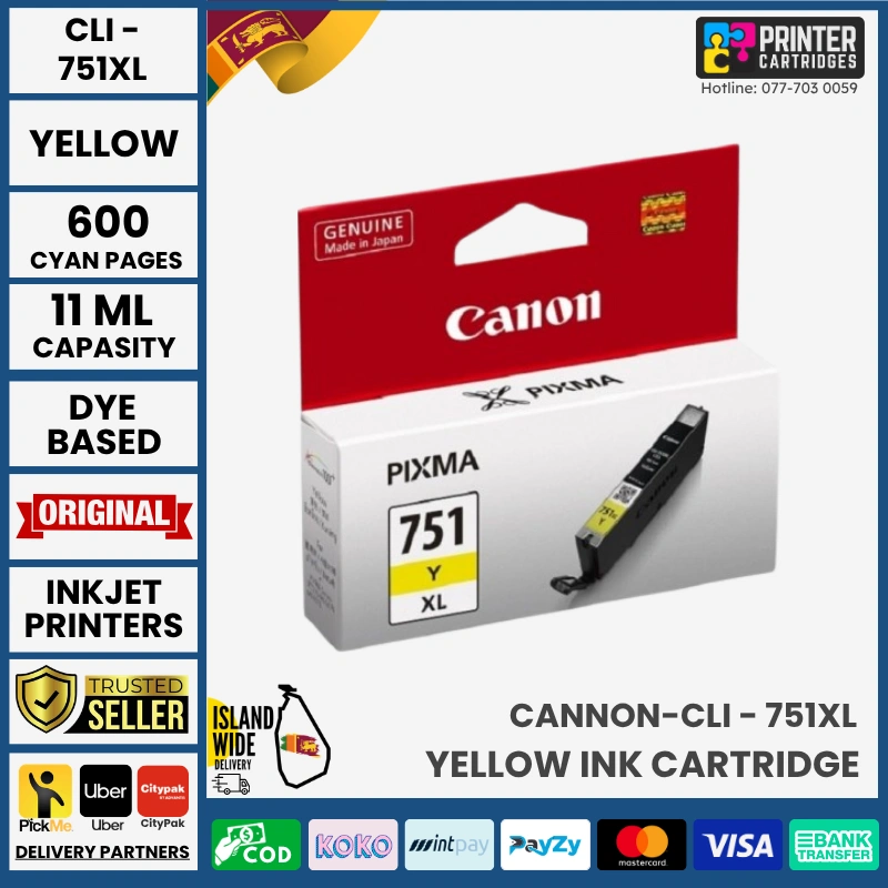 Canon-CLI-751XL-Yellow-Original-Ink-Printercartridges-lk Canon CLI-751XL Original Ink Cartridge (Yellow)