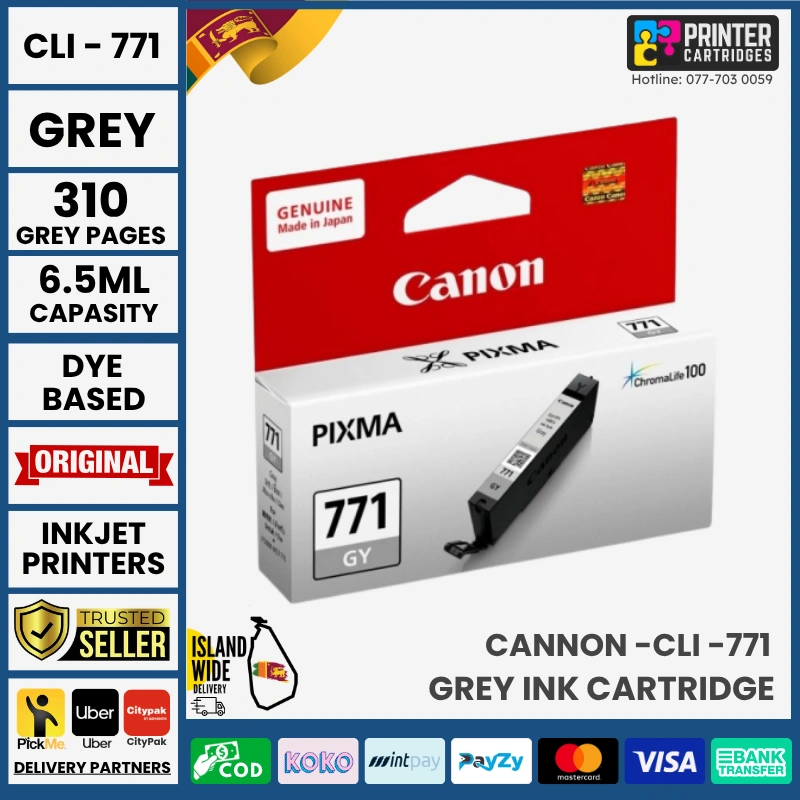 Canon-CLI-771-Grey-Original-Ink-Printercartridges-lk Canon CLI-771 Original Ink Cartridge (Grey )