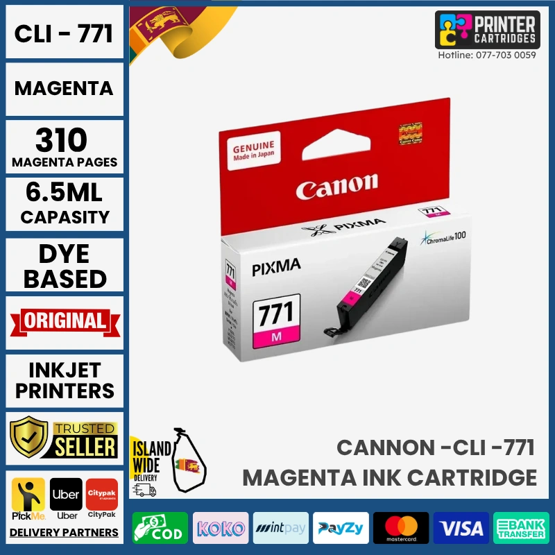 Canon-CLI-771-Magenta-Original-Ink-Printercartridges-lk Canon CLI-771 Original Ink Cartridge (Magenta)