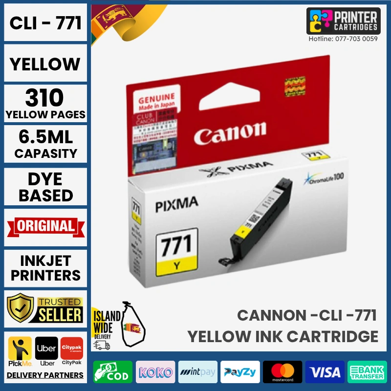 Canon-CLI-771-Yellow-Original-Ink-Printercartridges-lk Canon CLI-771 Original Ink Cartridge (Yellow)