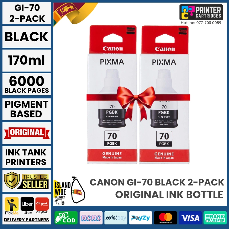 Canon-GI-70-Black-2-pack-Genuine-Ink-Bottle-Printer-Cartridges-lk Canon 70 Black - 2 Pack Original Ink Bottle Black