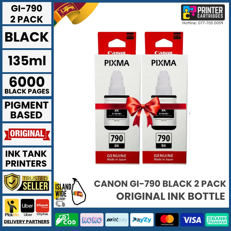 Canon-GI-790-Black-2-pack-Genuine-Ink-Bottle-Printer-Cartridges-lk Canon GI-790 Black - 2 Pack Original Ink Bottle (Black)
