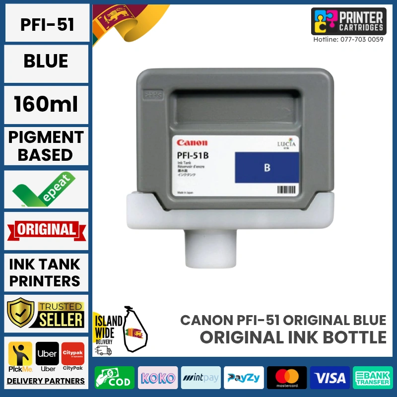 Canon-PFI-51-Blue-Original-160ml-Printercartridges.lk Canon PFI-51 Original (Blue, 160ml)