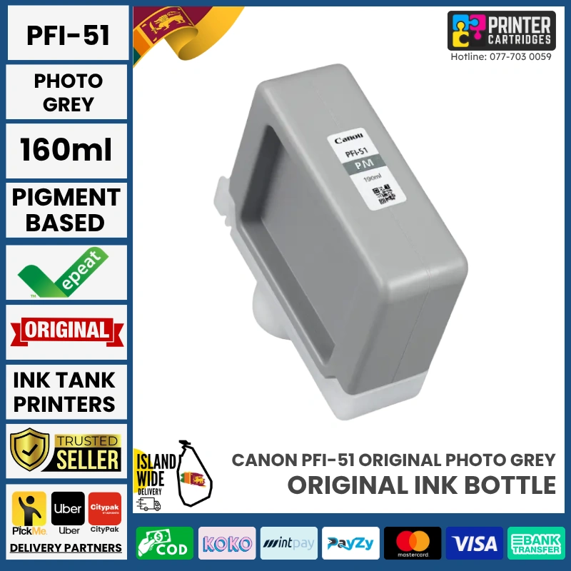 Canon-PFI-51-Photo-Grey-Original-160ml-Printercartridges.lk (1) Canon PFI-51 Original (Photo Grey, 160ml)