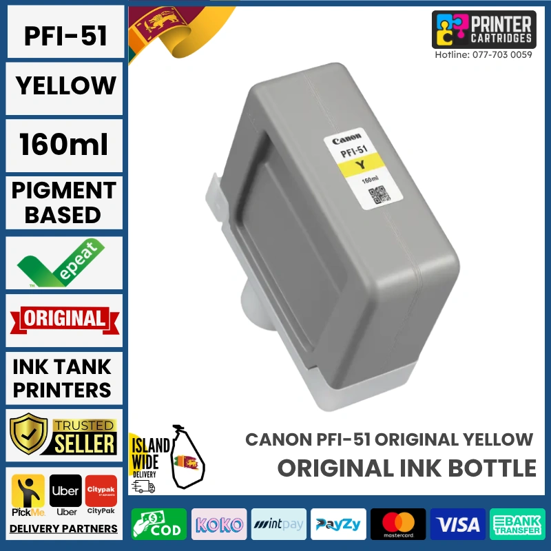 Canon-PFI-51-Yellow-Original-160ml-Printercartridges.lk Canon PFI-51 Original (Yellow, 160ml)