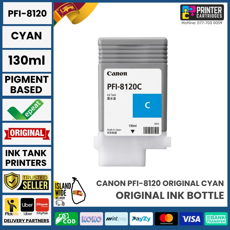 Canon-PFI-8120-Cyan-Original-130ml-PrinterCartridges.lk Canon PFI-8120 Original (Cyan, 130ml)