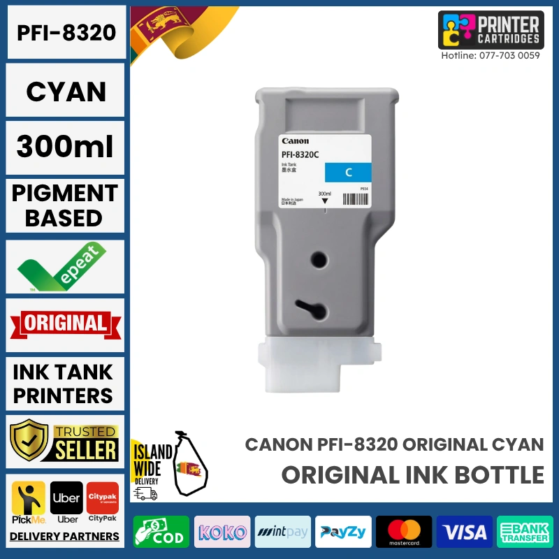 Canon-PFI-8320-Cyan-Original-300ml-PrinterCartridges.lk Canon PFI-8320 Original - Cyan - 300ml