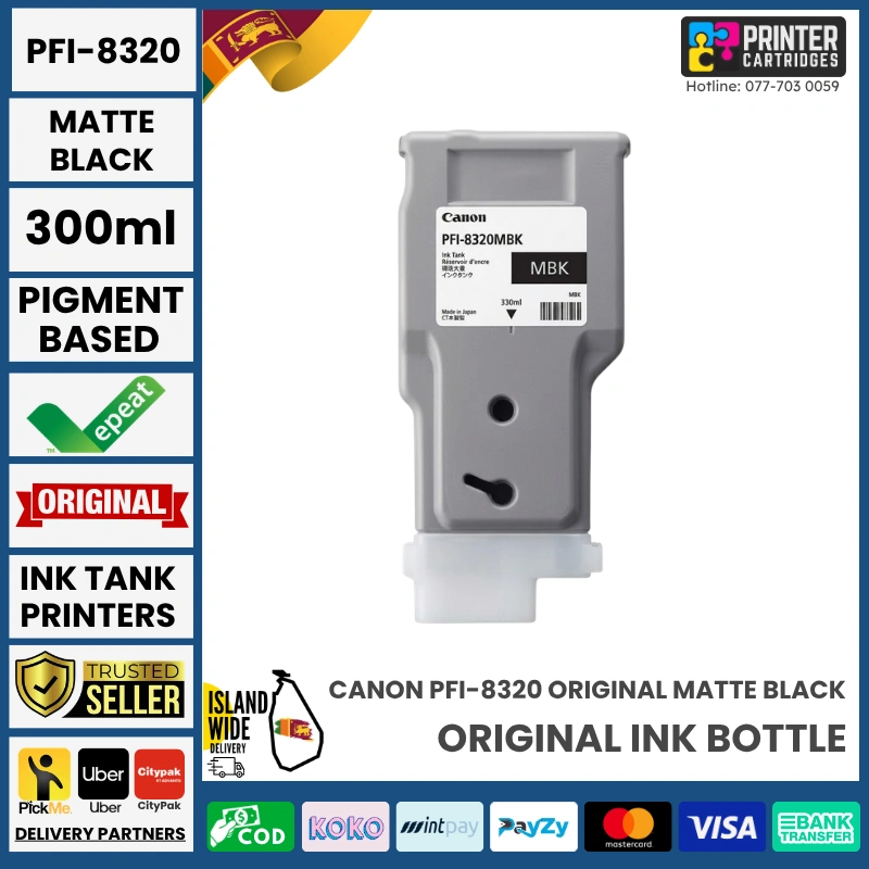 Canon-PFI-8320-Matte-Black-Original-300ml-PrinterCartridges.lk Canon PFI-8320 Original - Matte Black - 300ml