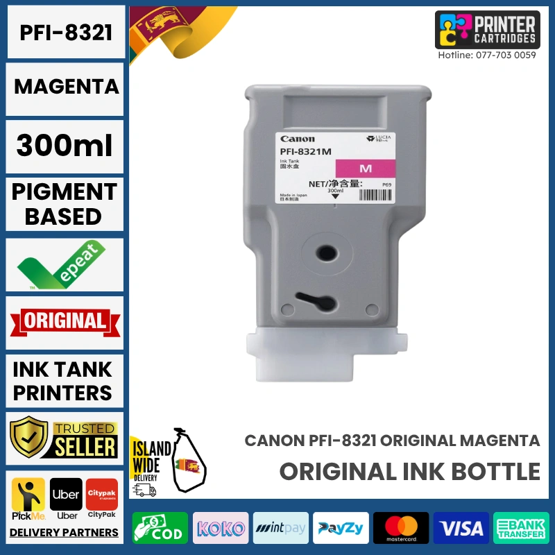 Canon-PFI-8321-Magenta-Original-300ml-PrinterCartridges.lk Canon PFI-8321 Original (Magenta, 300ml)