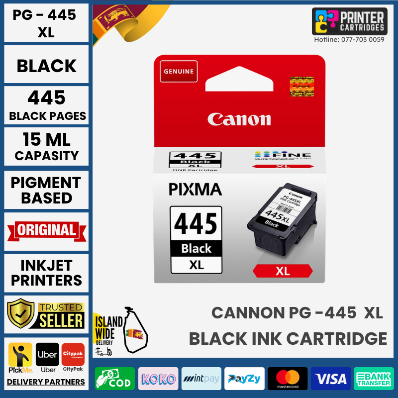 Canon-PG-445XL-Black-Original-Ink-Printercartridges.lk Canon PG-445XL Original Black Ink Cartridge