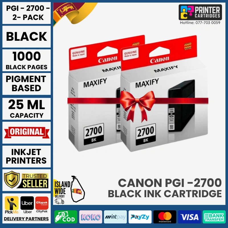 Canon-PGI-2700-Black-2-Pack-Black-Original-Ink-Printercartridges-lk Canon PGI-2700 Black - 2 Pack Original Ink Cartridge (Black)