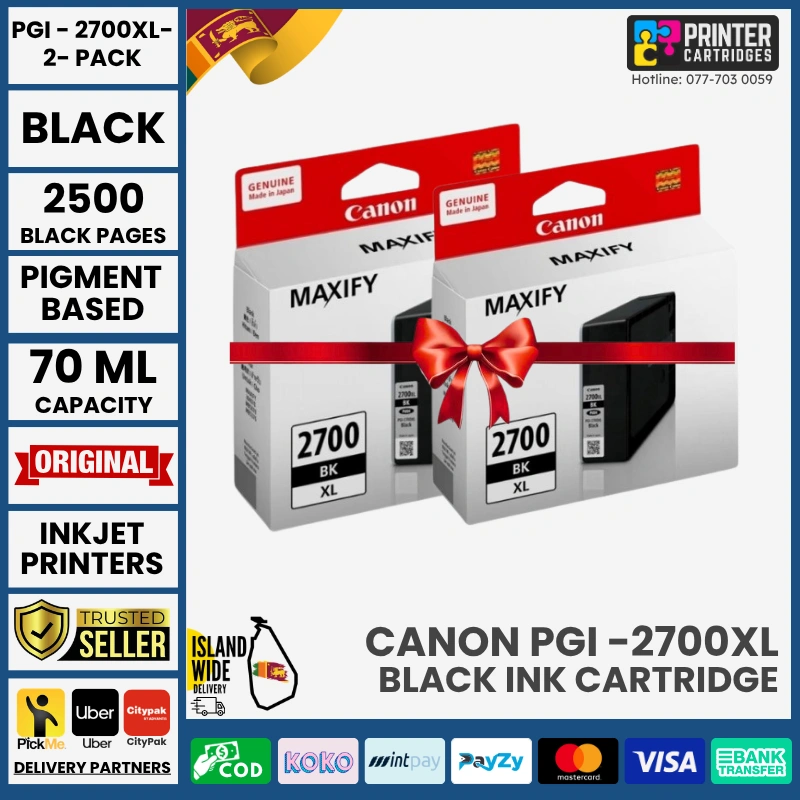 Canon-PGI-2700XL-Black-2-Pack-Black-Original-Ink-Printercartridges-lk Canon PGI-2700XL Black - 2 Pack Original Ink Cartridge (Black)