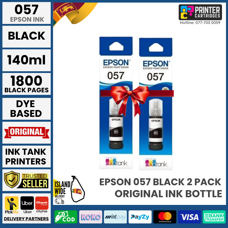 Epson-057-Black--2-Pack-Black-Original-Ink-Bottle-printercartridges.lk Epson 057 Black - 2 Pack Original Original Ink Bottle (Black)