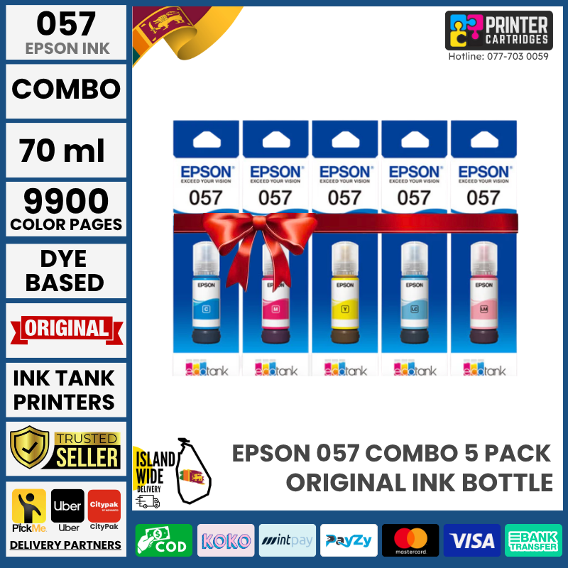 Epson-057-Color-Original-Ink-Bottle-Combo-Pack-printercartridges.lk Epson 057 Color Original Ink Bottle Combo 5-Pack