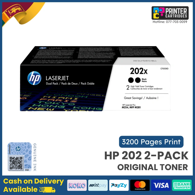 HP-202X-2-pack-High-Yield-Original-LaserJet-Black-Toner-CF500XD-Printercartridges.lk HP 202X 2-pack High Yield Black Original LaserJet Toner Cartridges