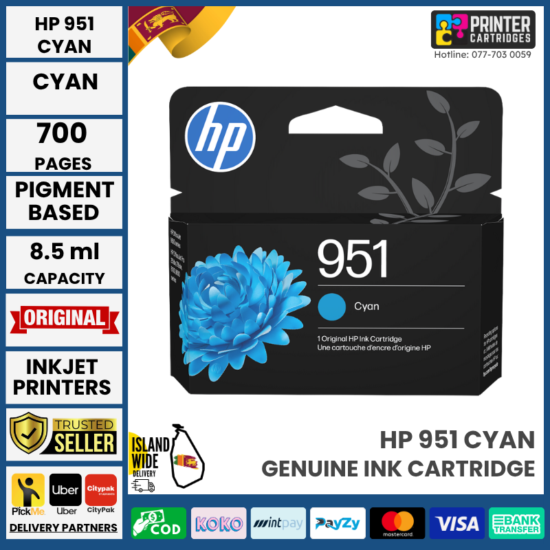 HP-951-Cyan-Original-Ink-Cartridge-CN049AN#141 HP 951 Cyan Original Ink Cartridge